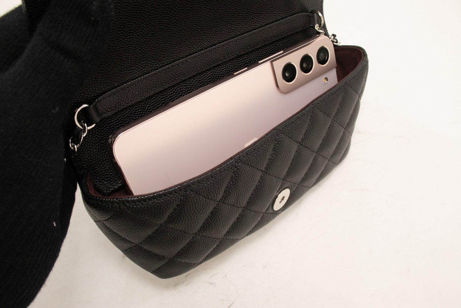 CHANEL Flap Phone Holder With Chain Bag Black Crossbody Clutch For Sale 14