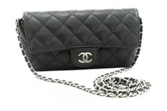 CHANEL Flap Phone Holder With Chain Bag Black Crossbody Clutch
