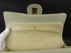 Chanel Flap Quilted Grey Classic Double Flap215748 Cream Cotton Shoulder Bag