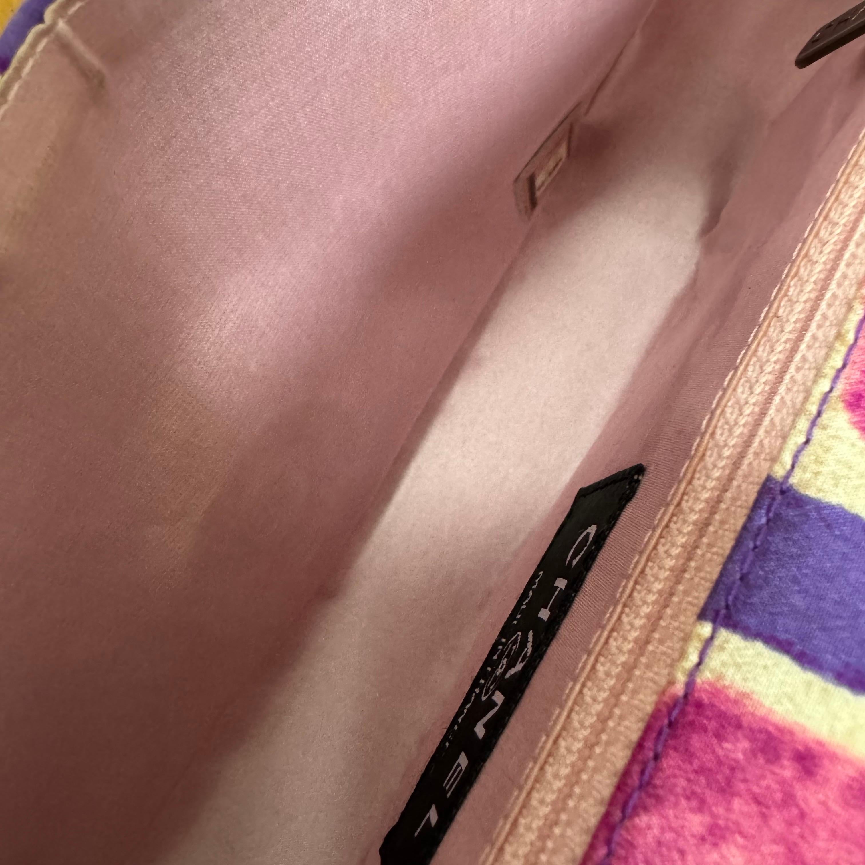 Chanel - Sac à bandoulière à rabat Frame violet rose tissu 2000-2002 chaîne unique en vente 5