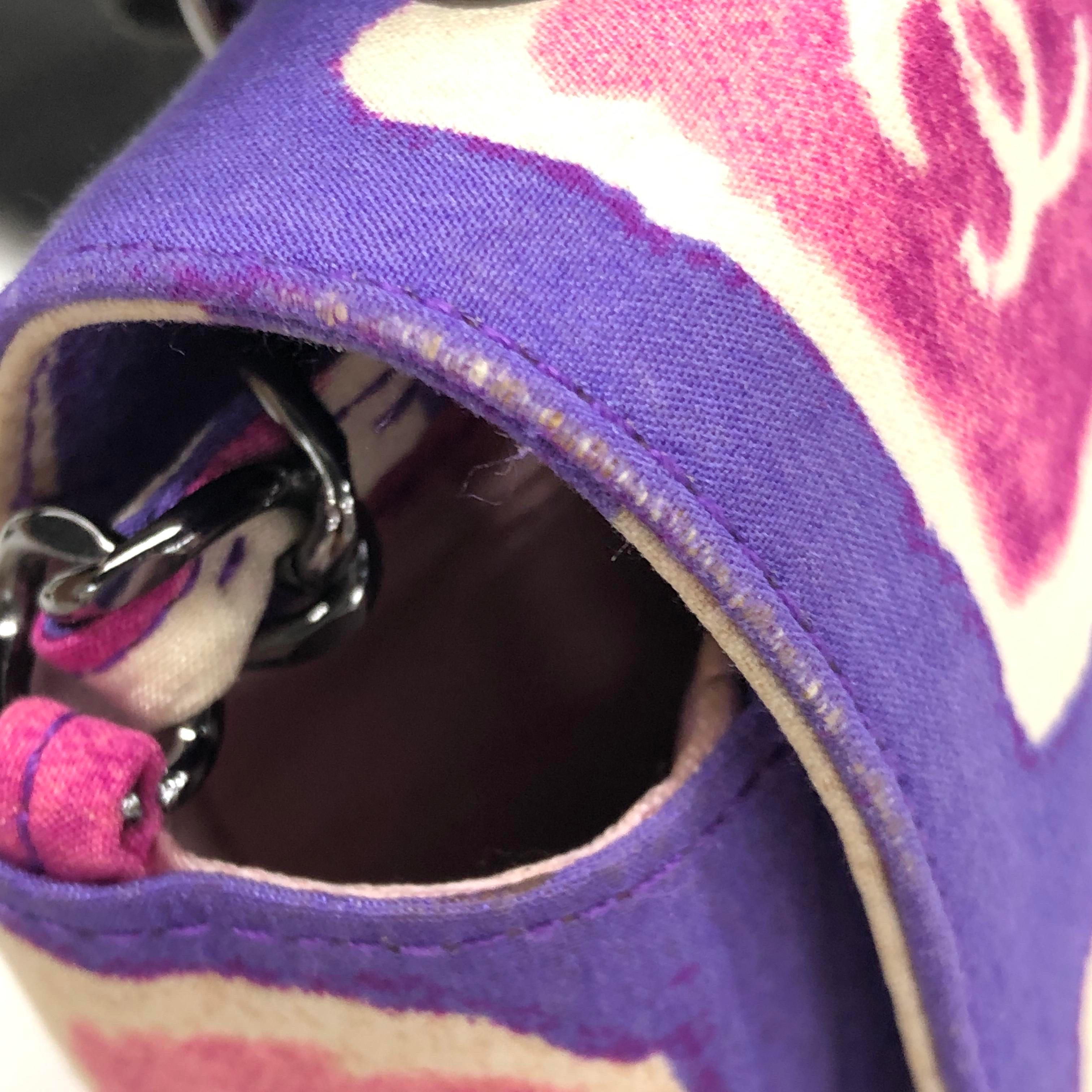 Chanel - Sac à bandoulière à rabat Frame violet rose tissu 2000-2002 chaîne unique en vente 9