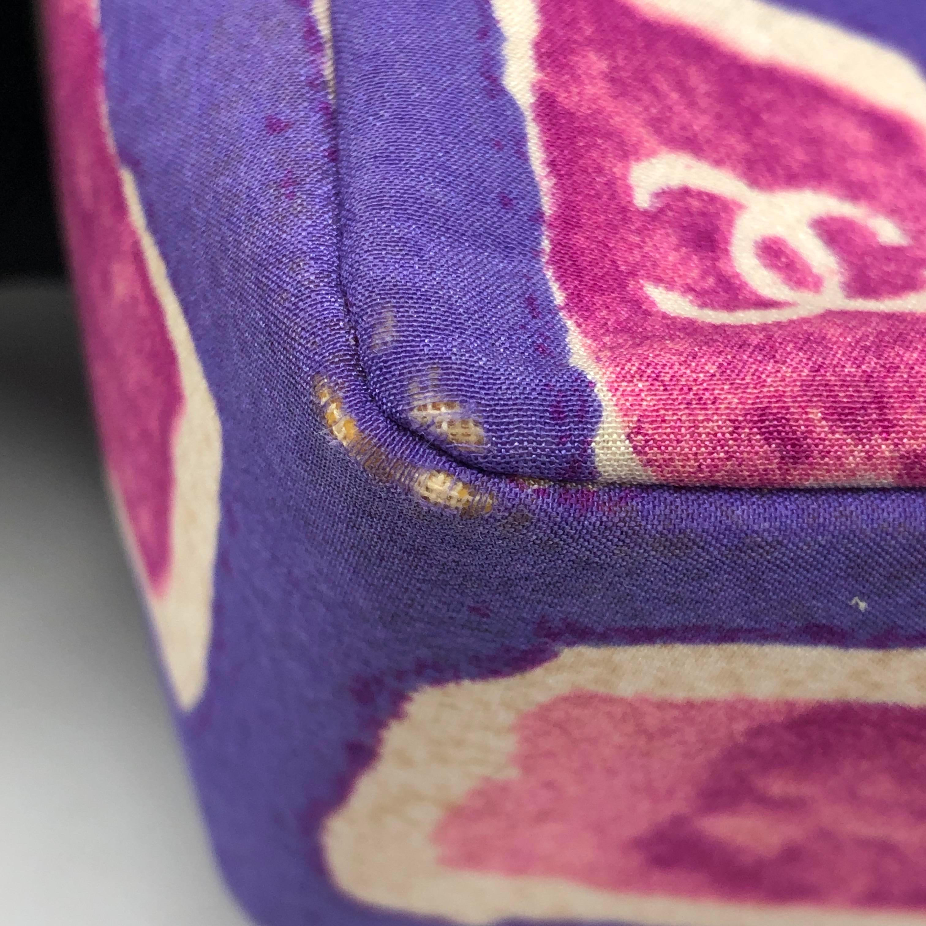Chanel - Sac à bandoulière à rabat Frame violet rose tissu 2000-2002 chaîne unique en vente 10