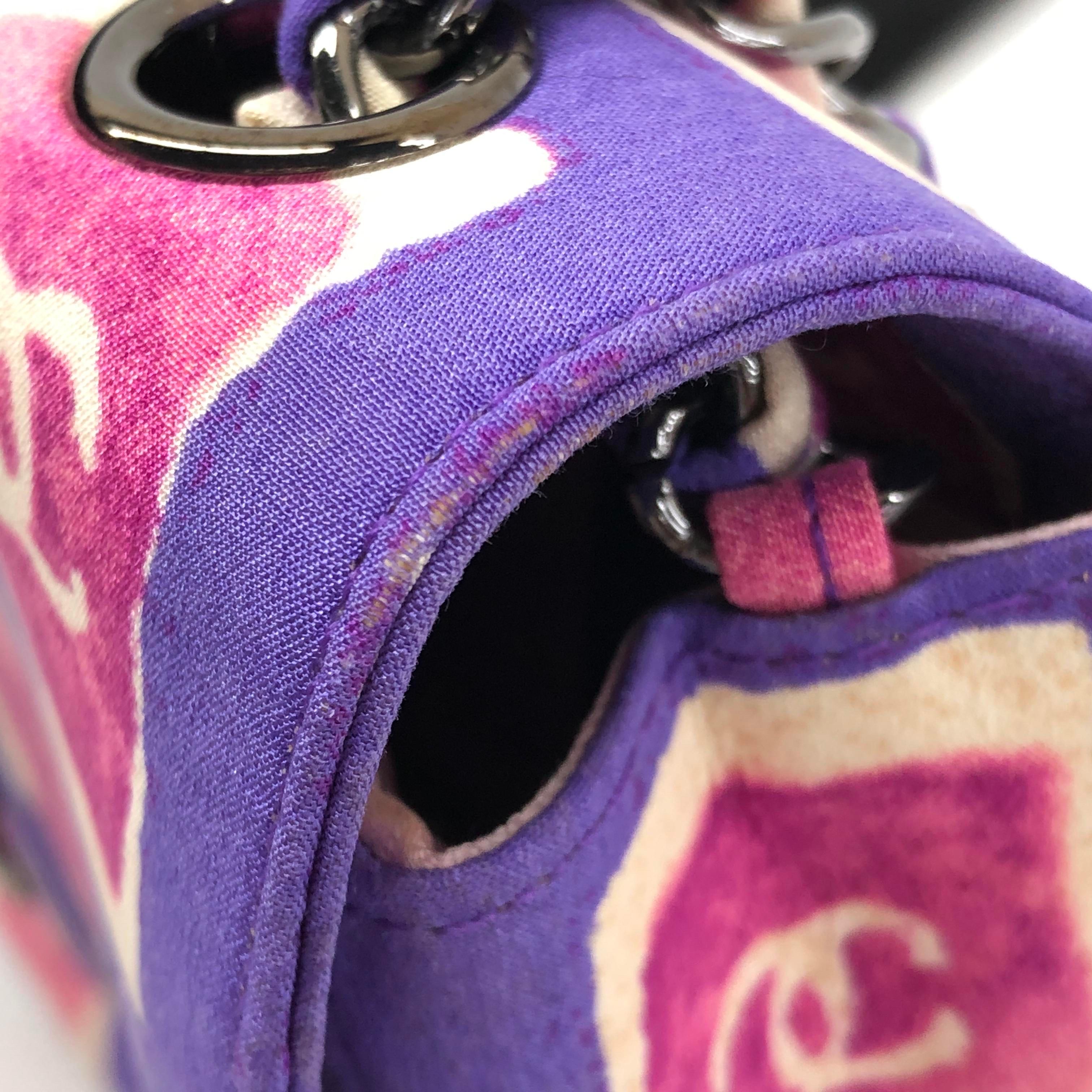 Chanel - Sac à bandoulière à rabat Frame violet rose tissu 2000-2002 chaîne unique en vente 11