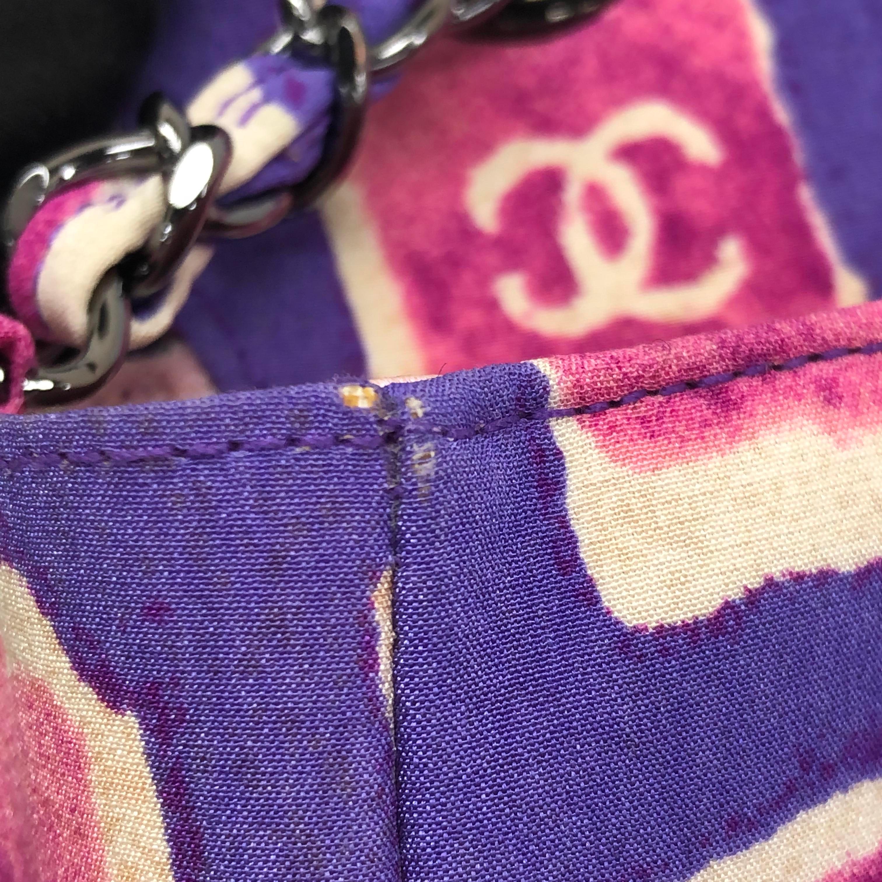 Chanel - Sac à bandoulière à rabat Frame violet rose tissu 2000-2002 chaîne unique en vente 12