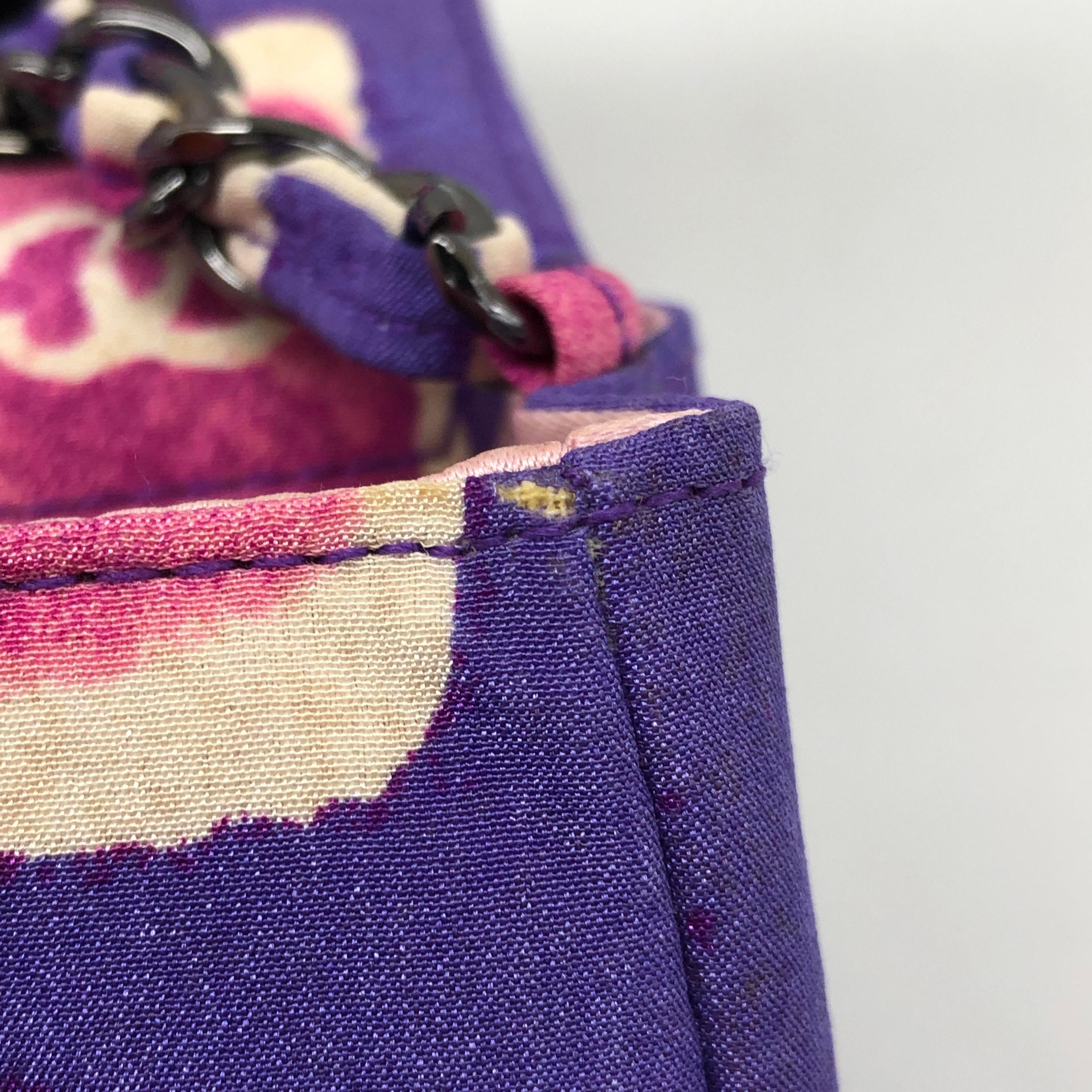 Chanel - Sac à bandoulière à rabat Frame violet rose tissu 2000-2002 chaîne unique en vente 14