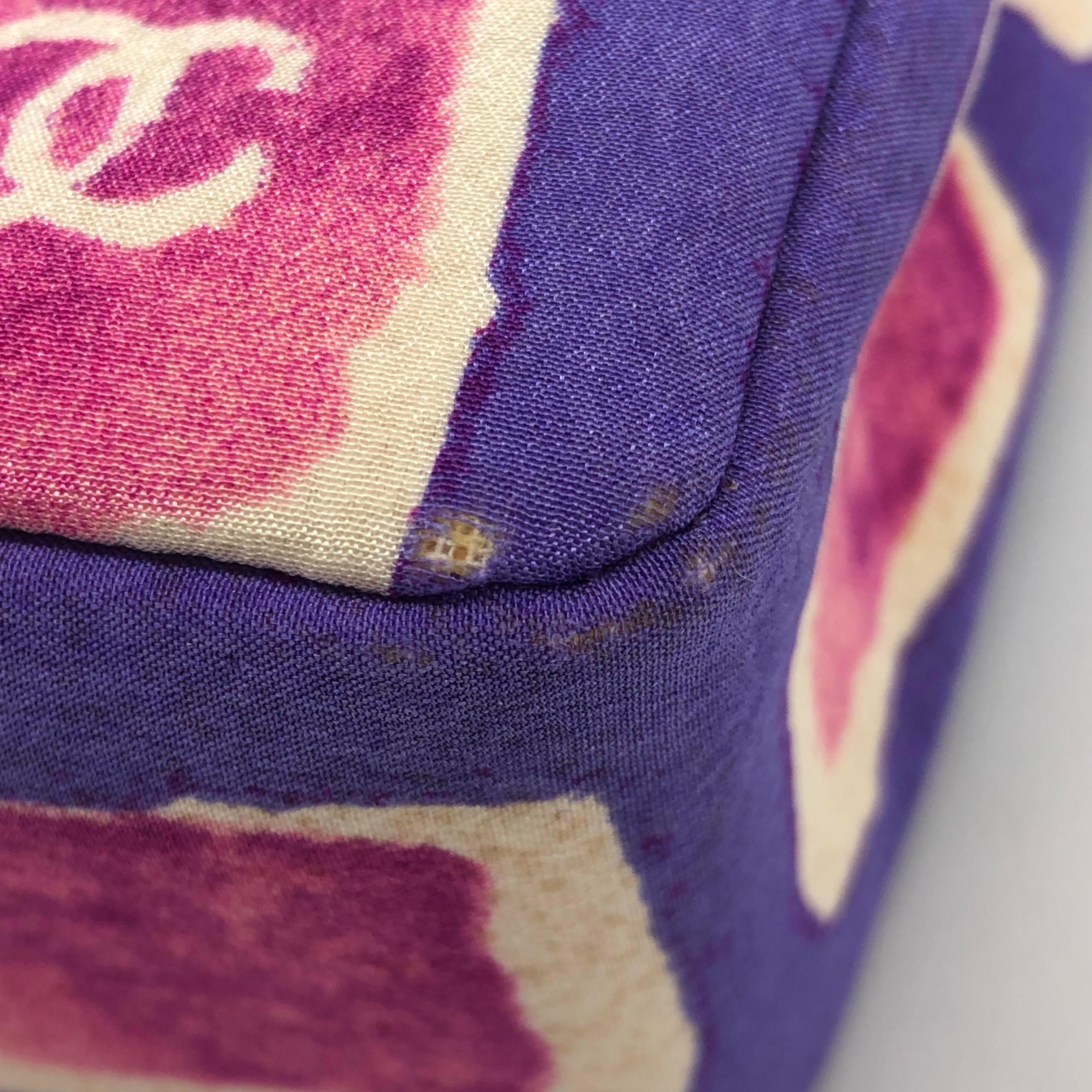 Chanel - Sac à bandoulière à rabat Frame violet rose tissu 2000-2002 chaîne unique en vente 15