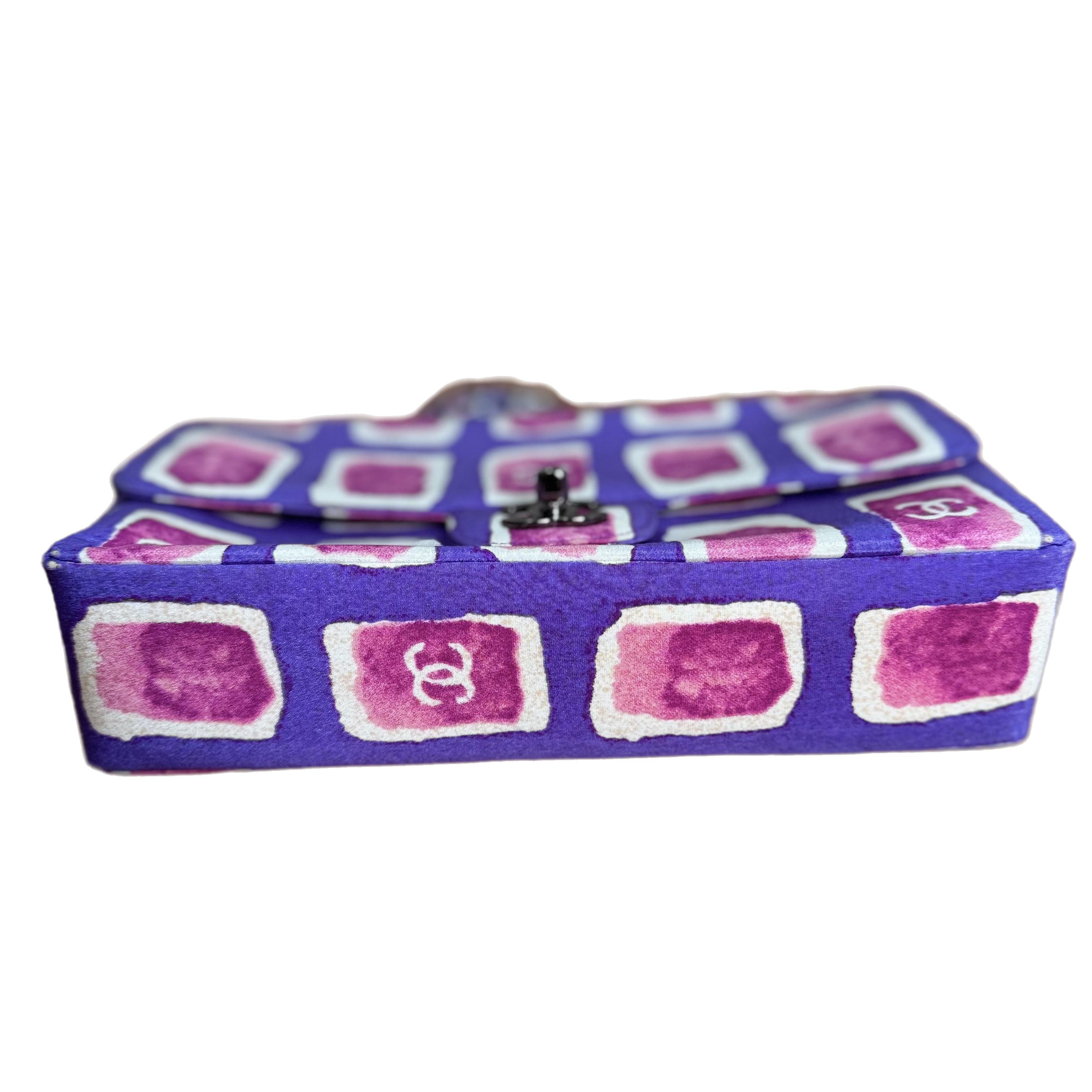 Chanel - Sac à bandoulière à rabat Frame violet rose tissu 2000-2002 chaîne unique Pour femmes en vente