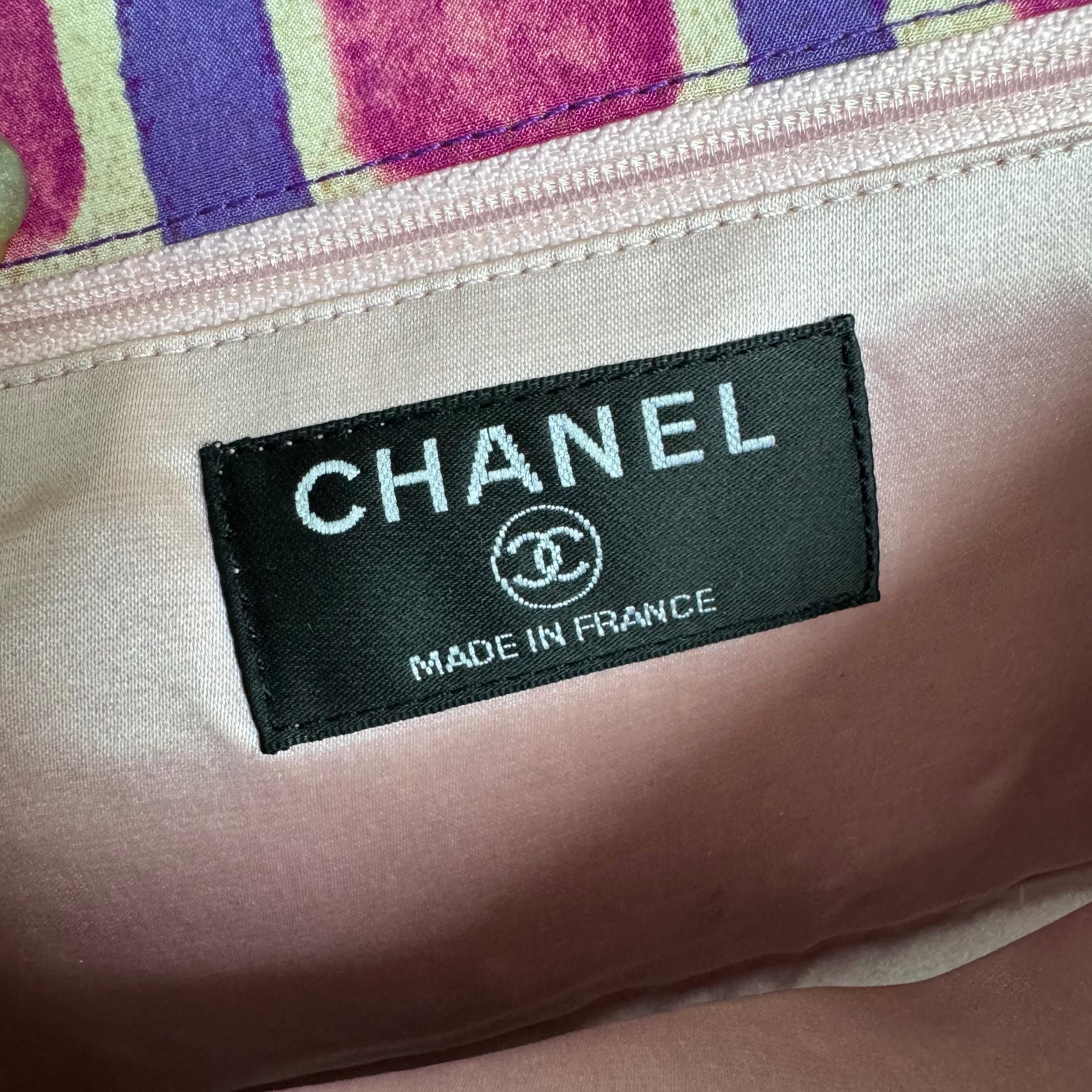 Chanel - Sac à bandoulière à rabat Frame violet rose tissu 2000-2002 chaîne unique en vente 3