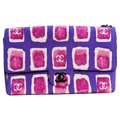 Chanel Bolso con Solapa Marco Púrpura Tela Rosa 2000-2002 Cadena Simple