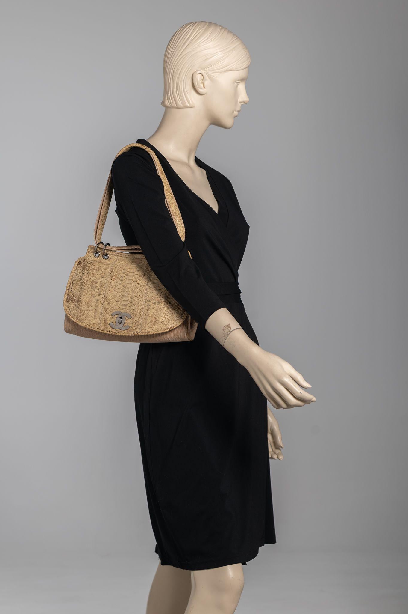 Chanel Flap Shoulder Bag Python For Sale 6