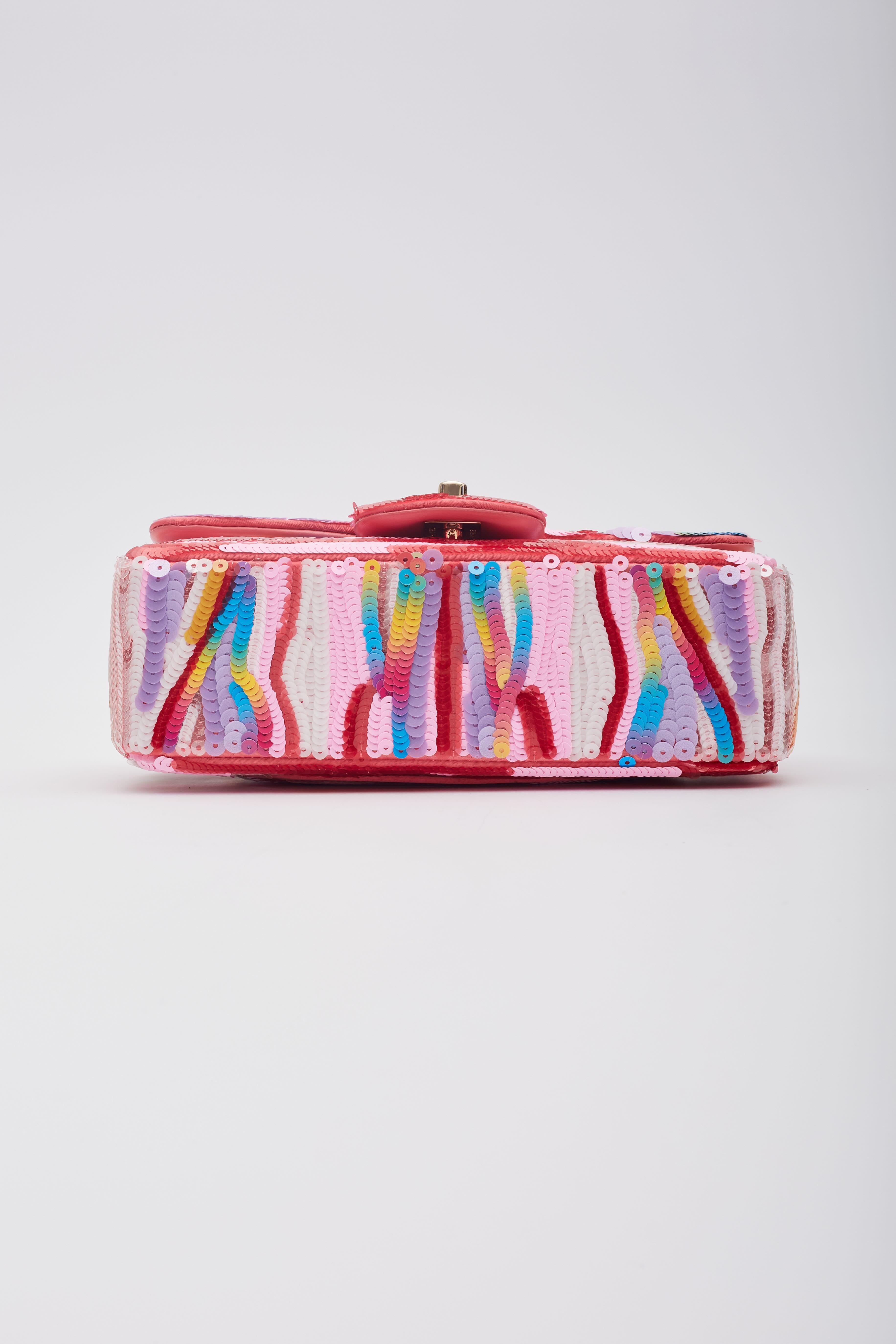 Chanel Flap Symphony Embroidered Satin Small Flap Bag Pink 1