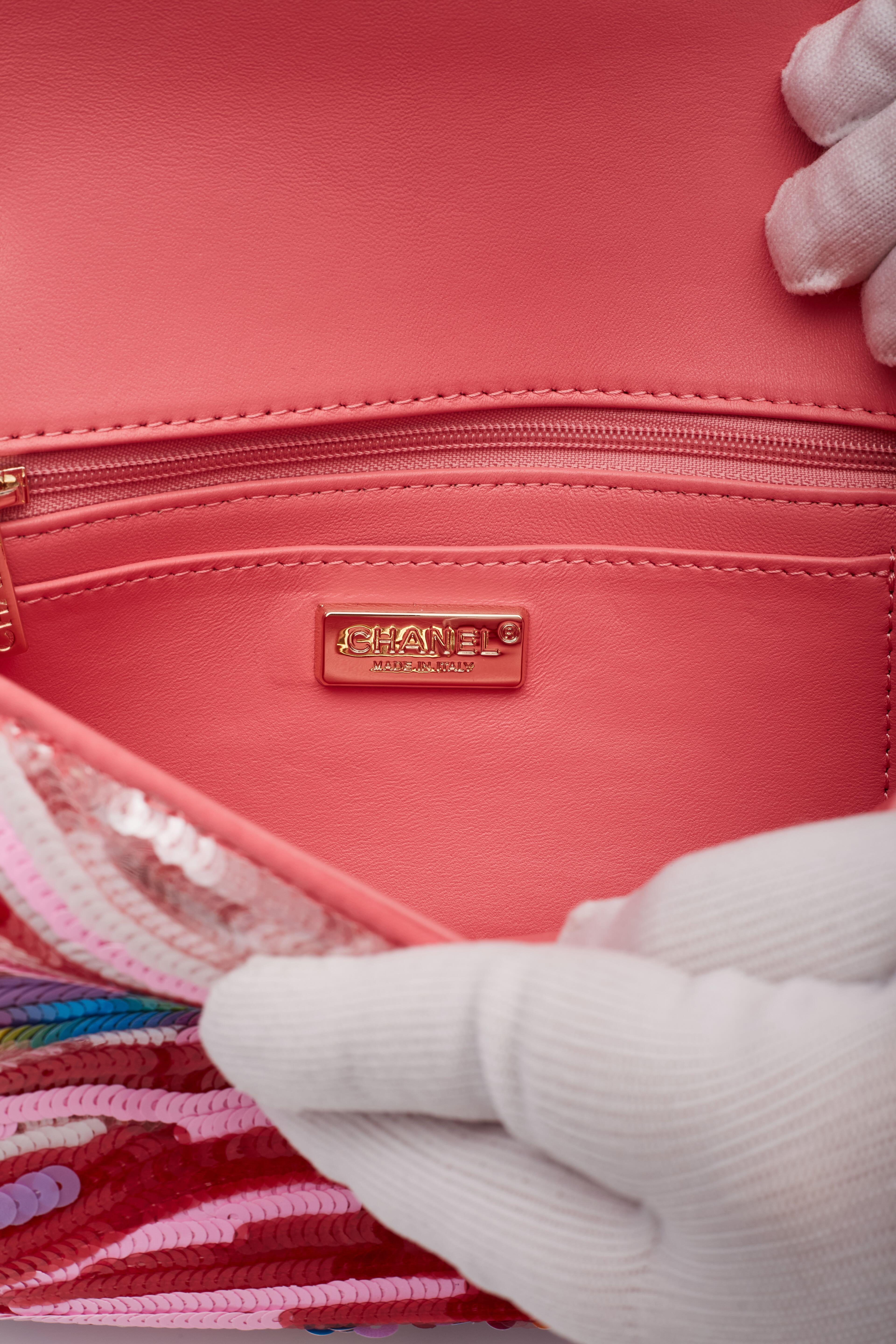 Chanel Flap Symphony Embroidered Satin Small Flap Bag Pink 4