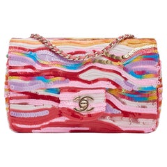 Chanel Flap Symphony Embroidered Satin Small Flap Bag Pink