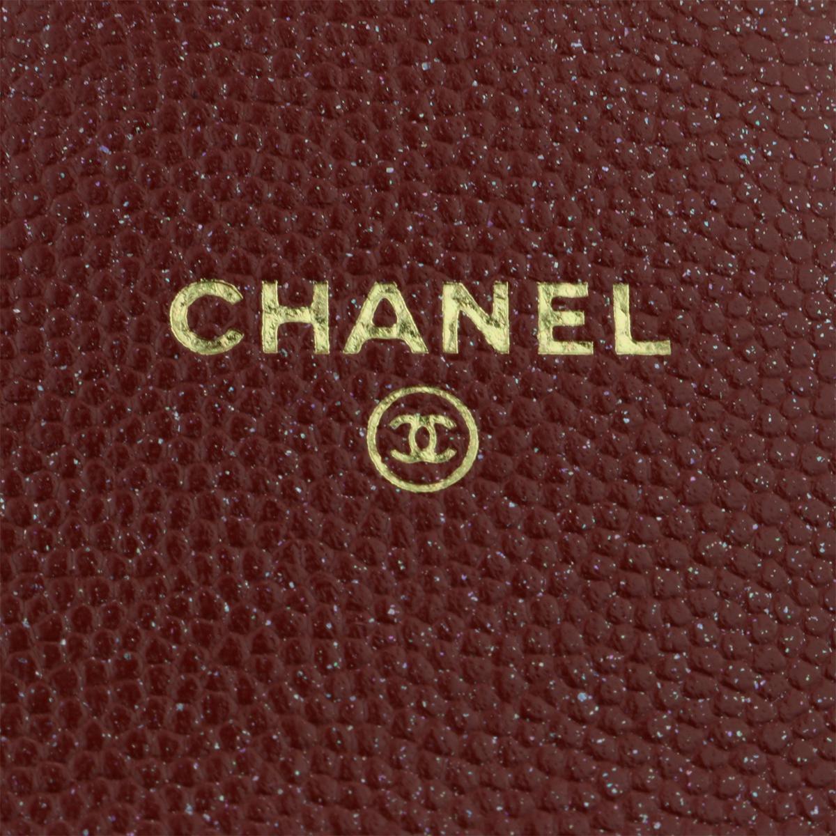 CHANEL Flap Wallet Burgundy Caviar Iridescent with Brushed Gold Hardware 2018 7