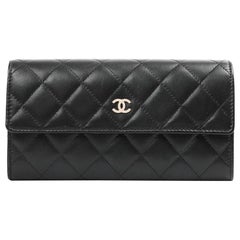 CHANEL Flap Wallet In Black Quilted Leather