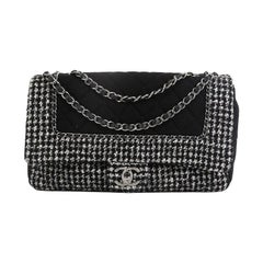 Chanel Flap with Chain Bag Quilted Tweed and Jersey Jumbo