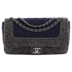 Chanel Flap with Chain Bag Quilted Tweed and Jersey Jumbo
