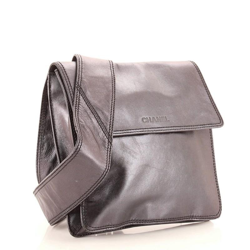 Gray Chanel Flat Crossbody Bag Leather Small