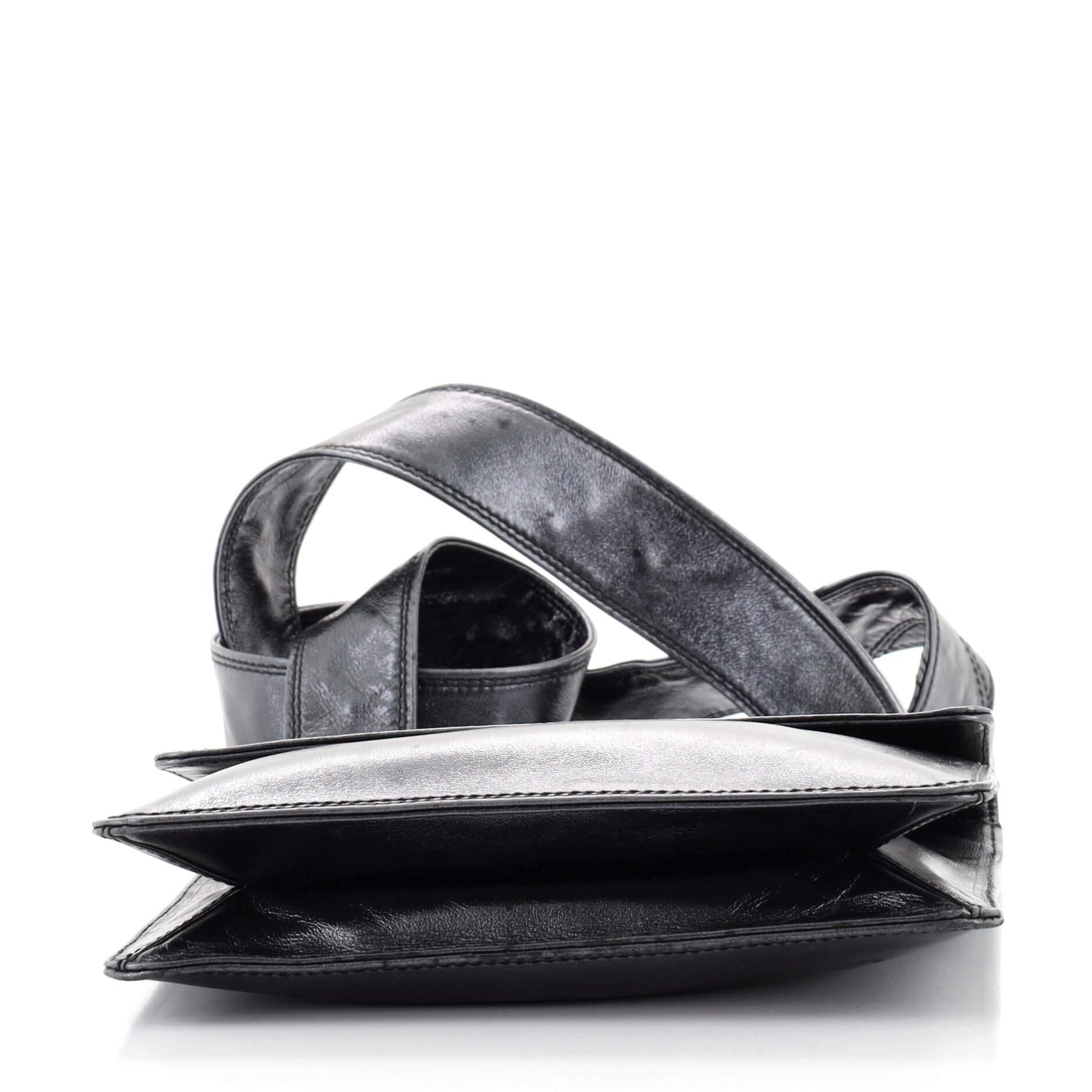 Black Chanel Flat Crossbody Bag Leather Small