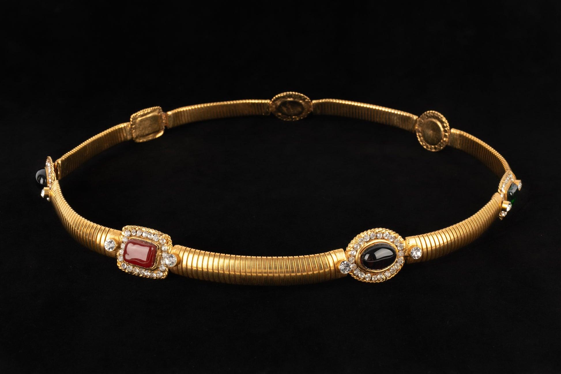 Beige Chanel Flexible Belt with Glass Paste Cabochons, Spring-Summer 1997