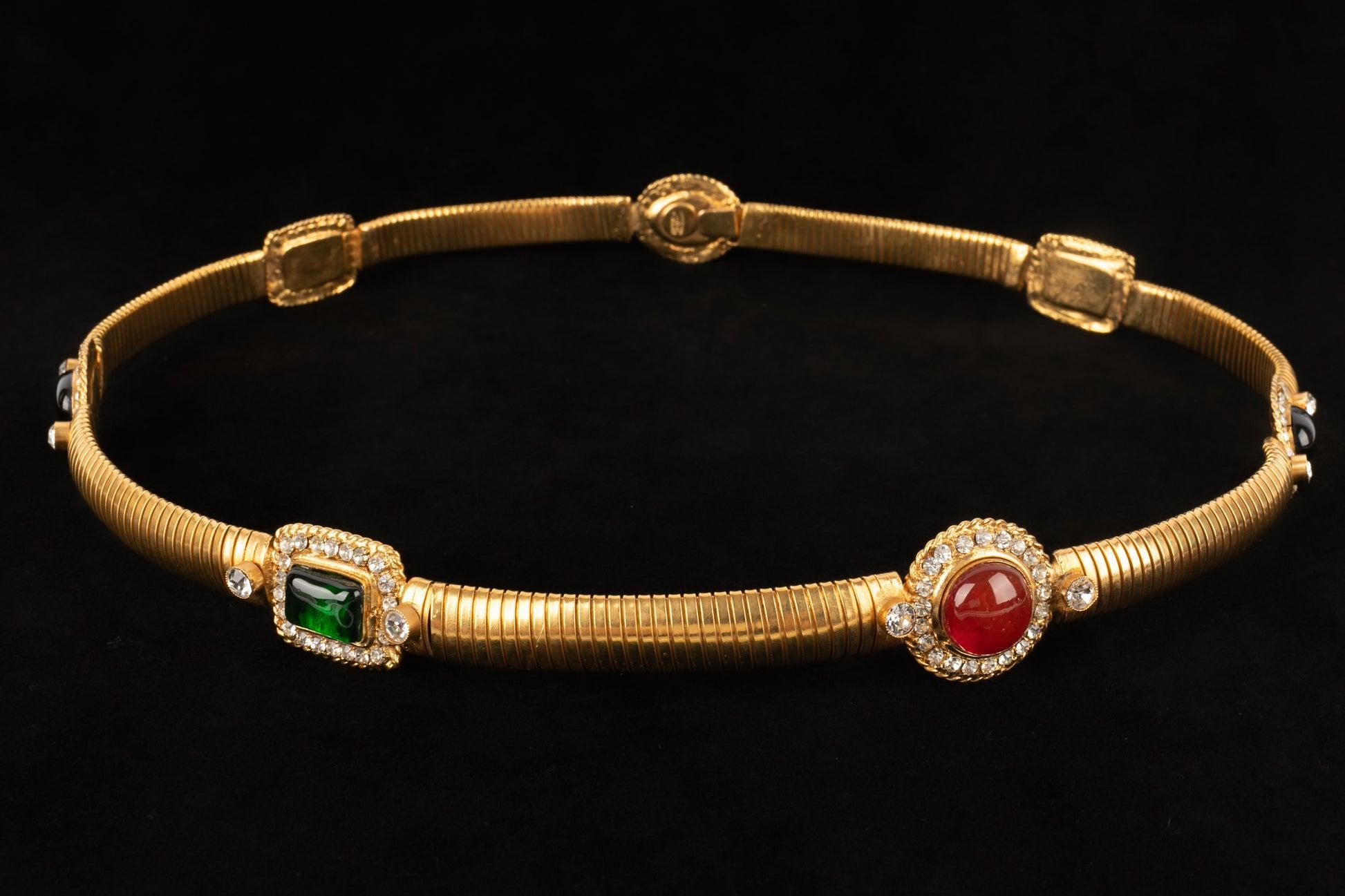 Chanel Flexible Belt with Glass Paste Cabochons, Spring-Summer 1997 In Excellent Condition In SAINT-OUEN-SUR-SEINE, FR