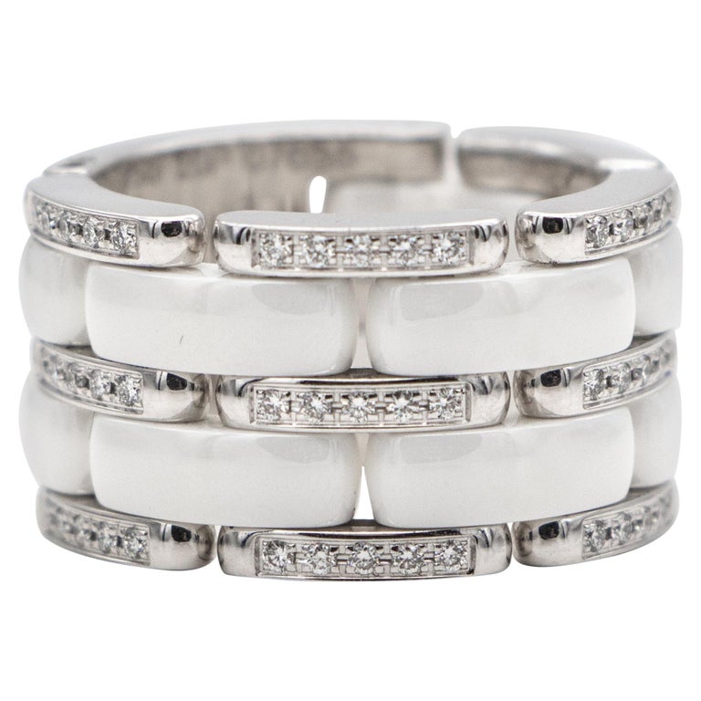 Chanel Ultra Wide White Ceramic Diamond Flex Ring – Jacob's