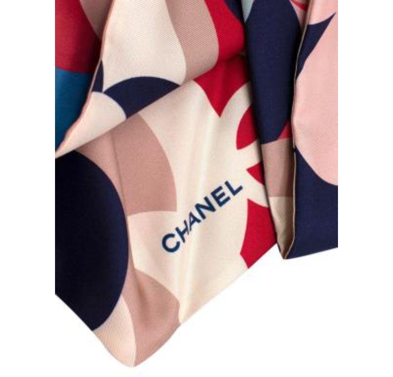 Chanel Floral CC Multicoloured Silk Twilly 155x15 For Sale 2