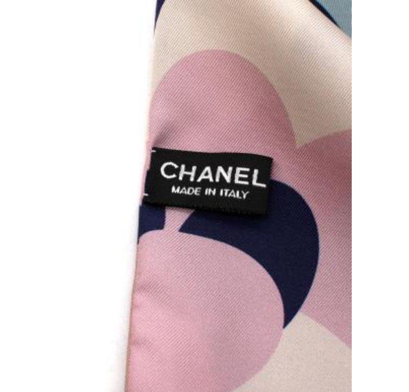 Chanel Floral CC Multicoloured Silk Twilly 155x15 For Sale 3