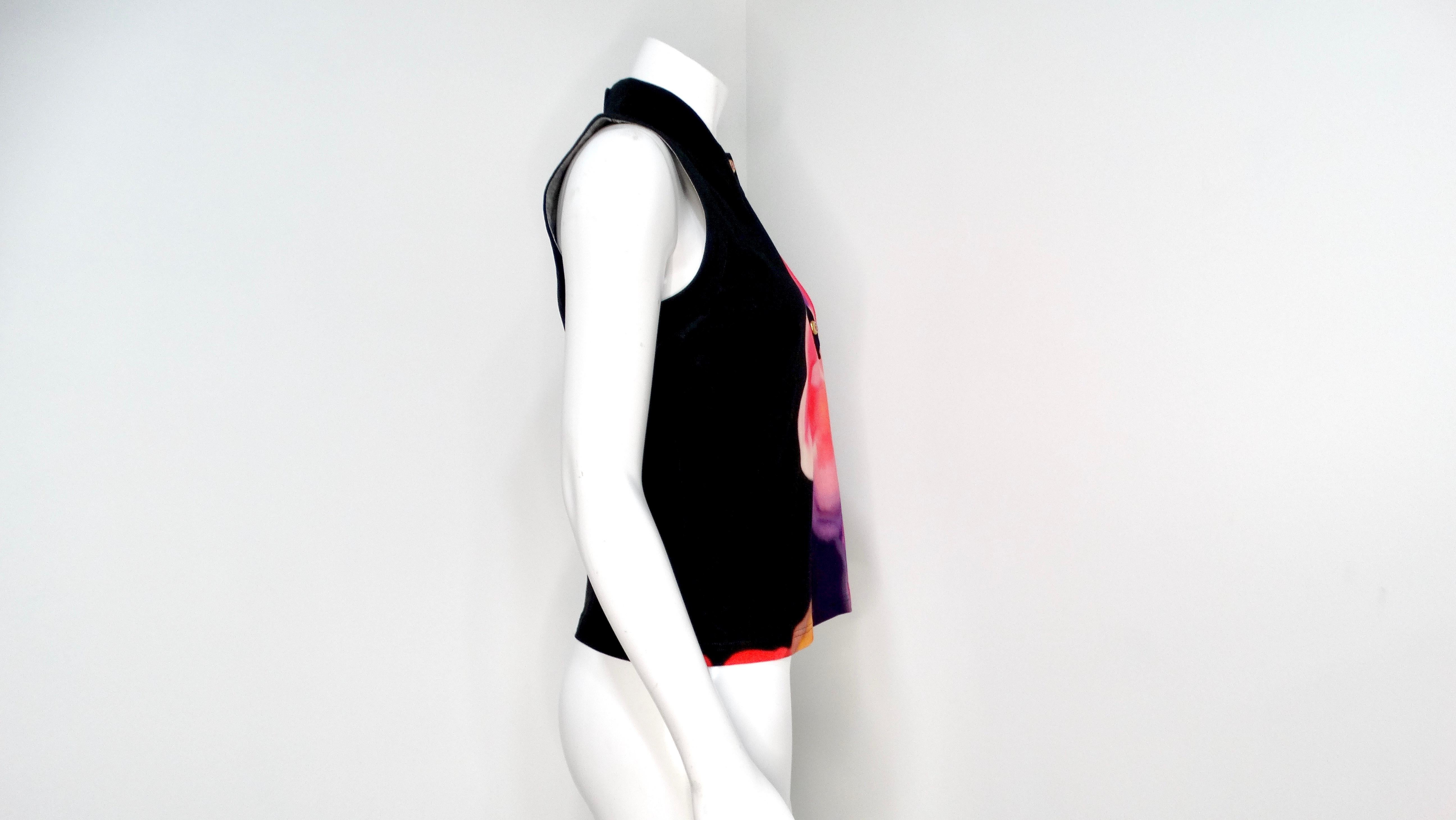 Chanel Floral CC Print Cotton Sleeveless Button-Down Top For Sale 2