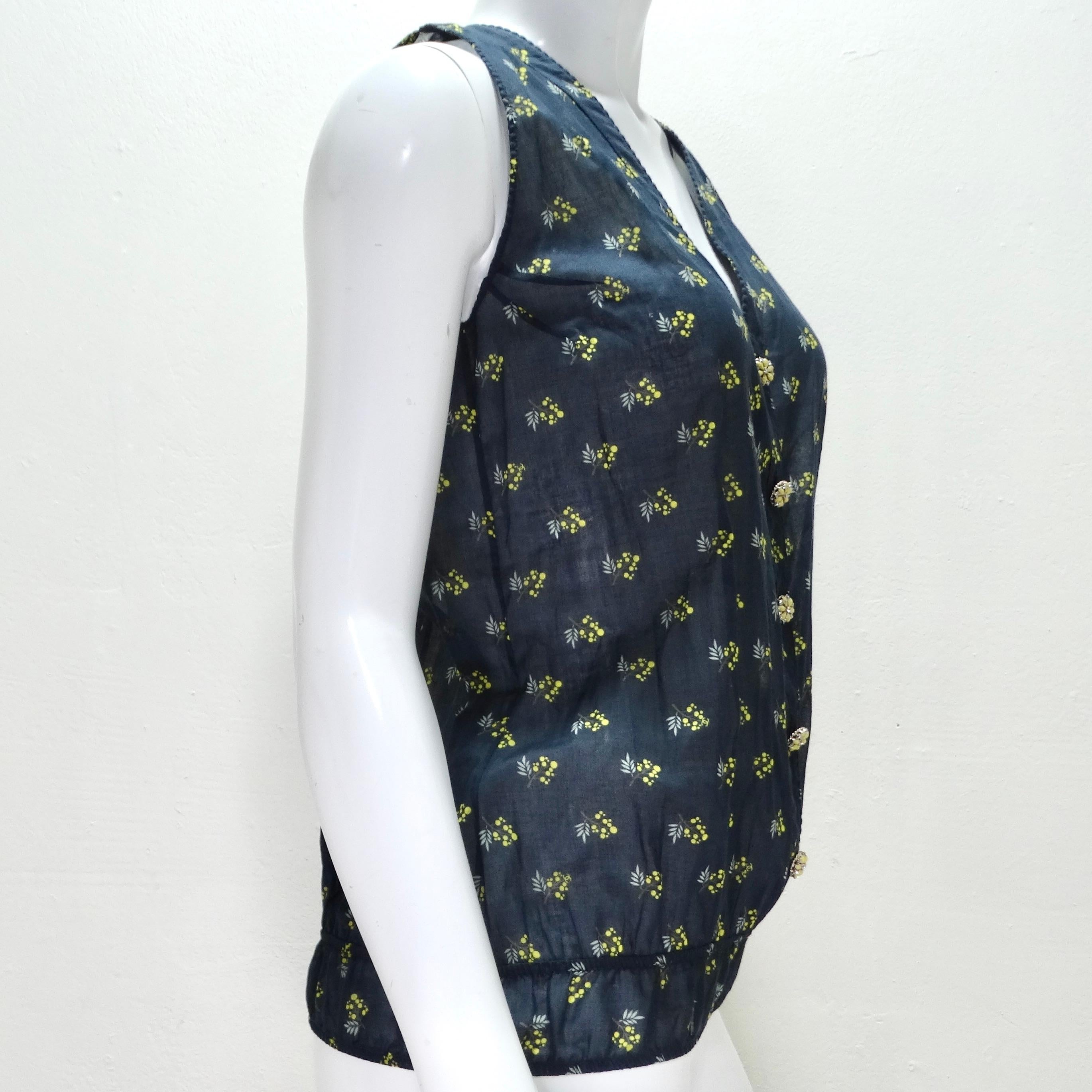 Women's or Men's Chanel Floral Gripoix Sleeveless Blouse For Sale