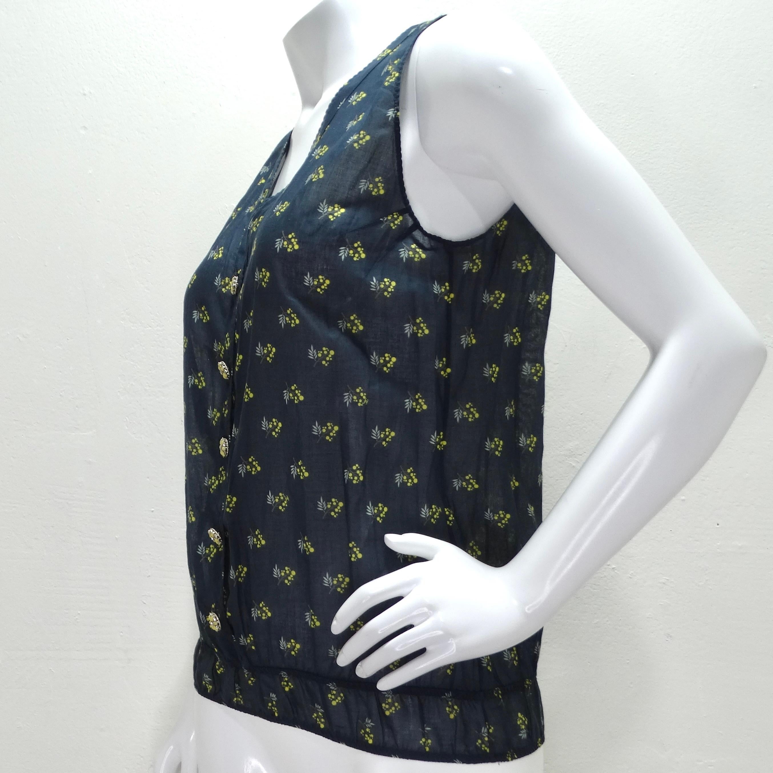 Chanel Floral Gripoix Sleeveless Blouse For Sale 2
