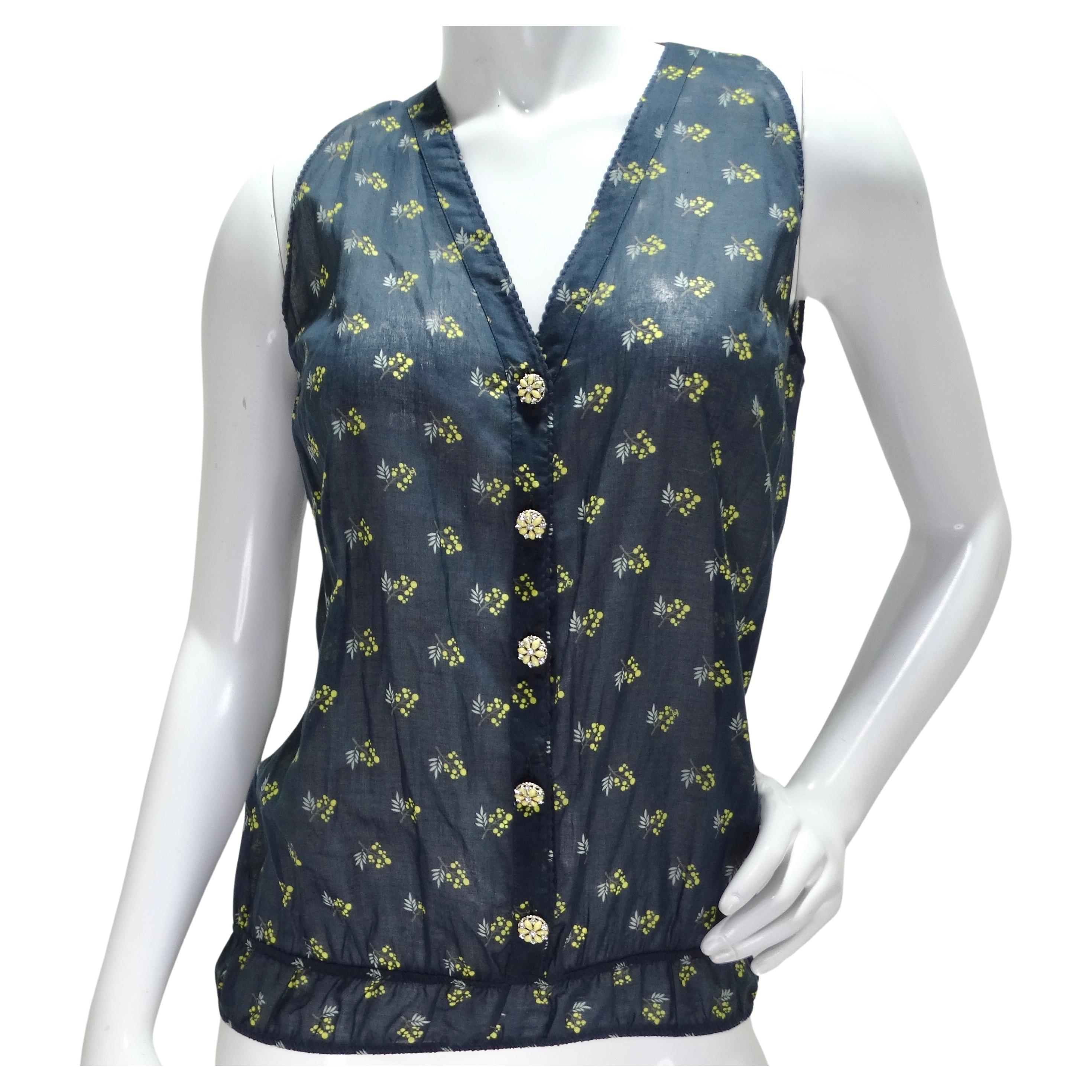 Chanel Floral Gripoix Sleeveless Blouse For Sale