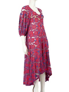 Chanel Floral Mesh Puff Sleeves Midi Dress Size L