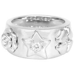 Chanel Floral Motif White Gold Ring