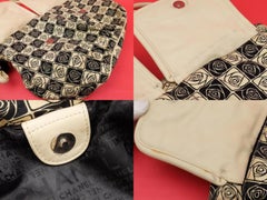 Chanel Floral Pattern 228703 Black Canvas Shoulder Bag