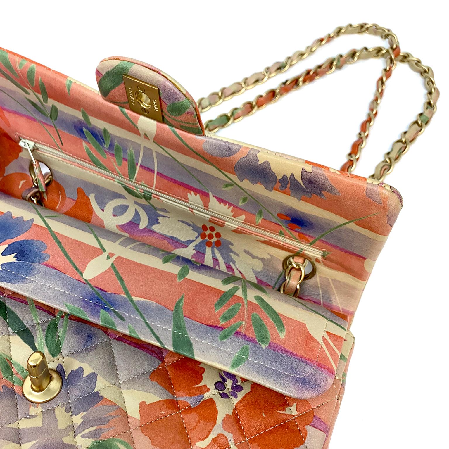 Chanel Floral Watercolor Double Flap Bag 2