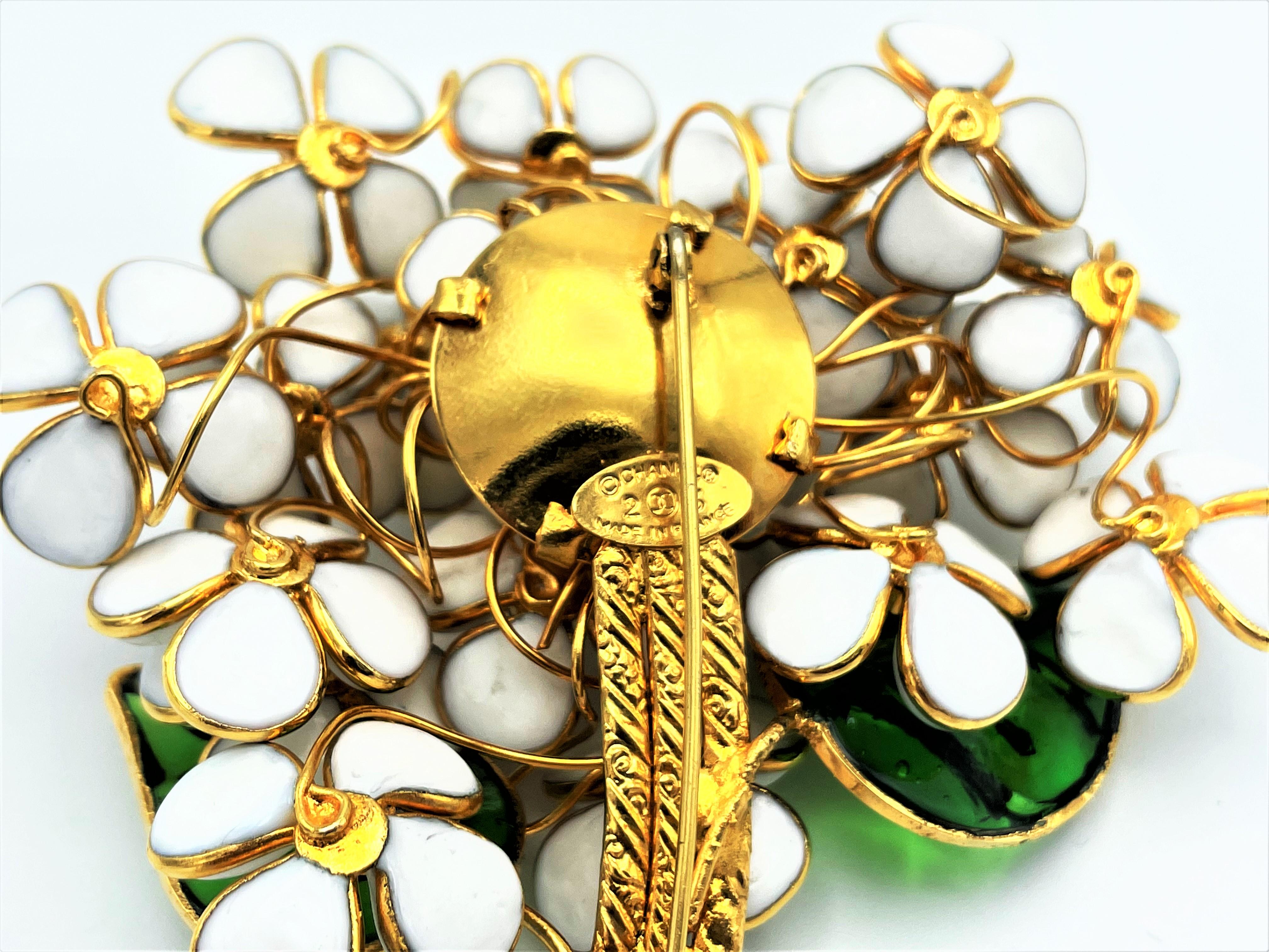 Baguette Cut CHANEL FLOWER BROOCH by Maison Gripoix, designed in 1985 by V. de Castellane For Sale