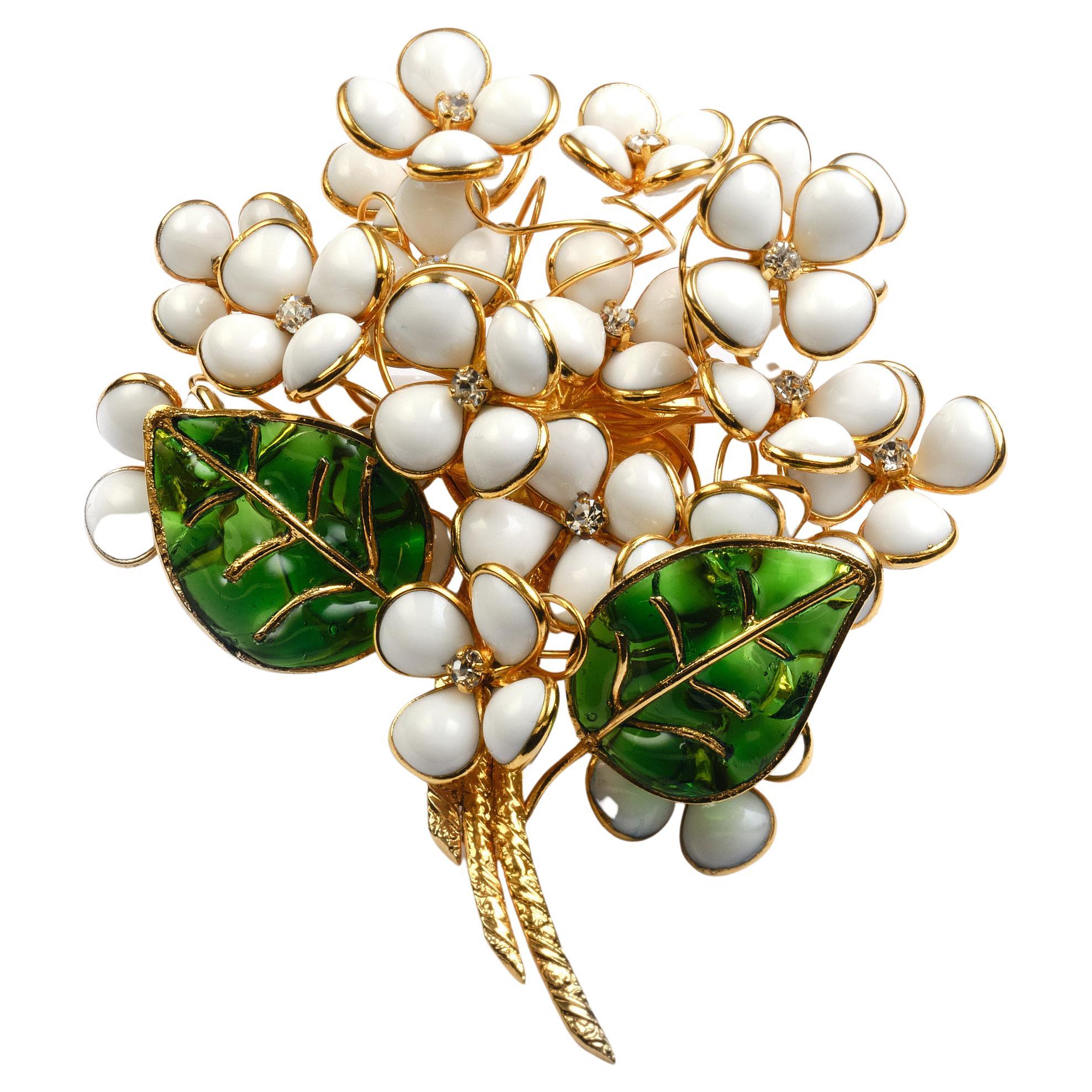 CHANEL FLOWER BROOCH by Maison Gripoix, designed in 1985 by V. de Castellane For Sale