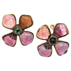 Chanel flower clip-on earring, house of Gripoix, Paris,  pink, signed 95CC P 