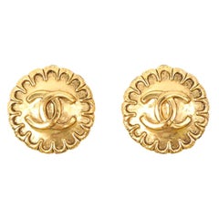 Chanel Flower Design CC Mark Earrings, 1997