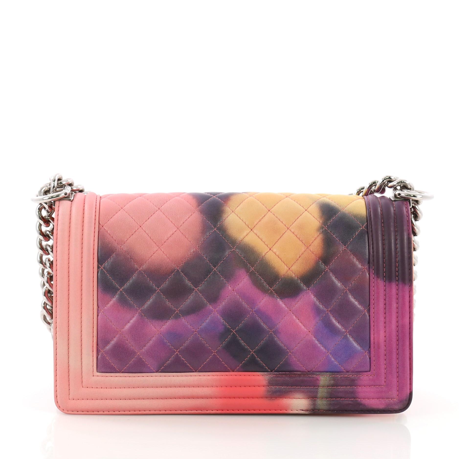 Chanel Flower Power Boy Flap Bag Quilted Lambskin Old Medium In Good Condition In NY, NY