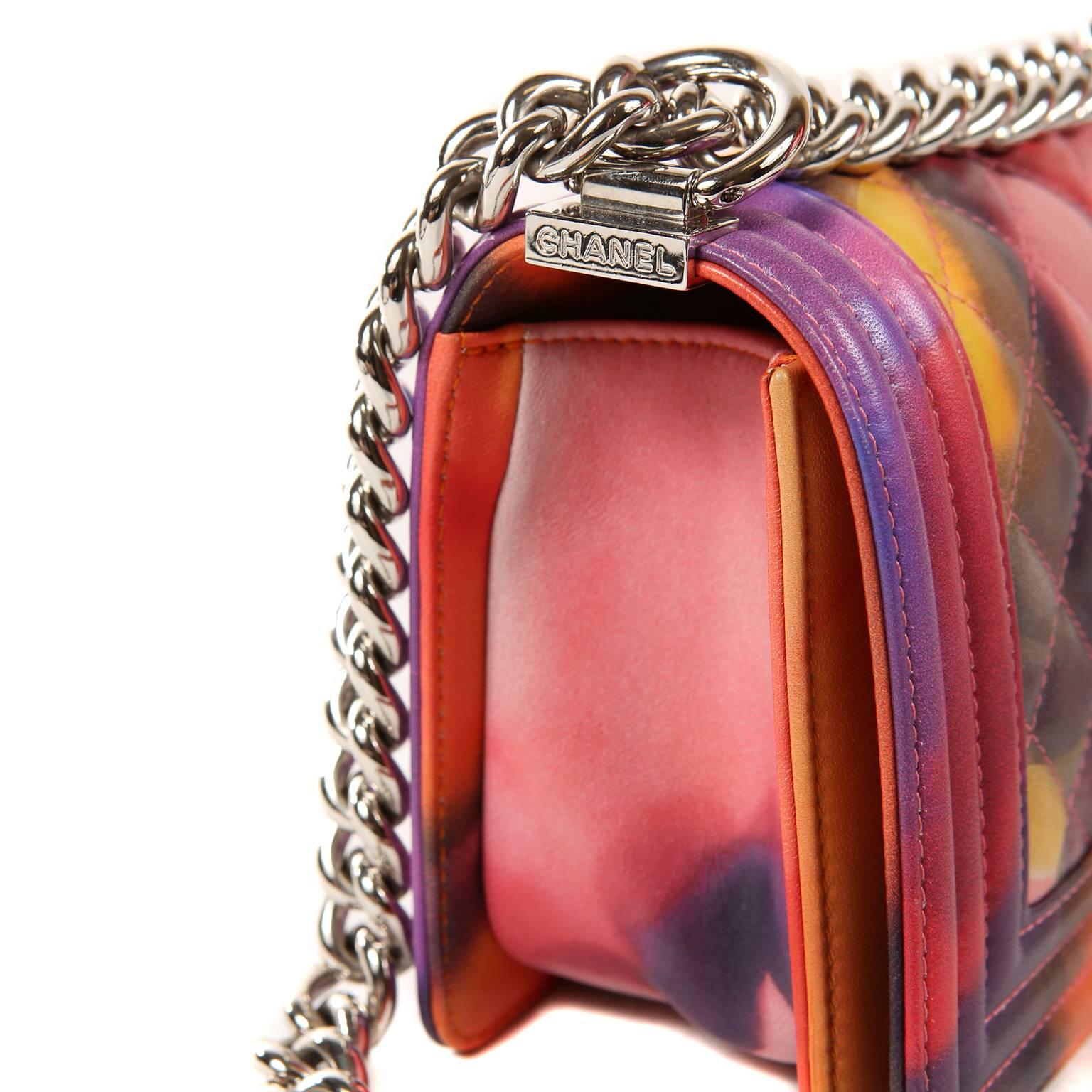Women's or Men's Chanel Flower Power Limited Edition Boy Bag- Multicolor