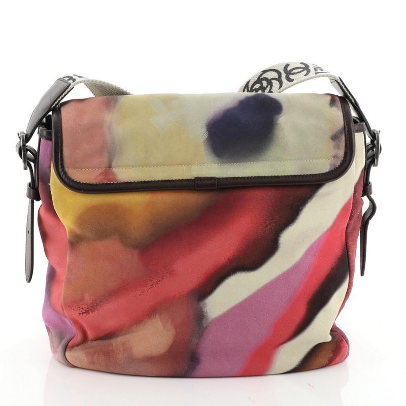 Chanel Flower Power Messenger Bag Multicolor Printed Nubuck In Good Condition In NY, NY