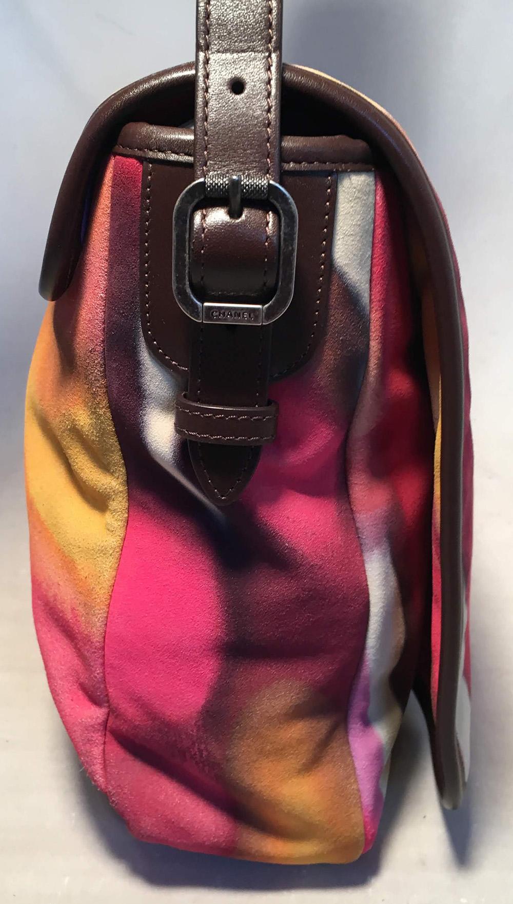 Pink Chanel Flower Power Messenger Multicolor Nubuck Crossbody Shoulder Bag