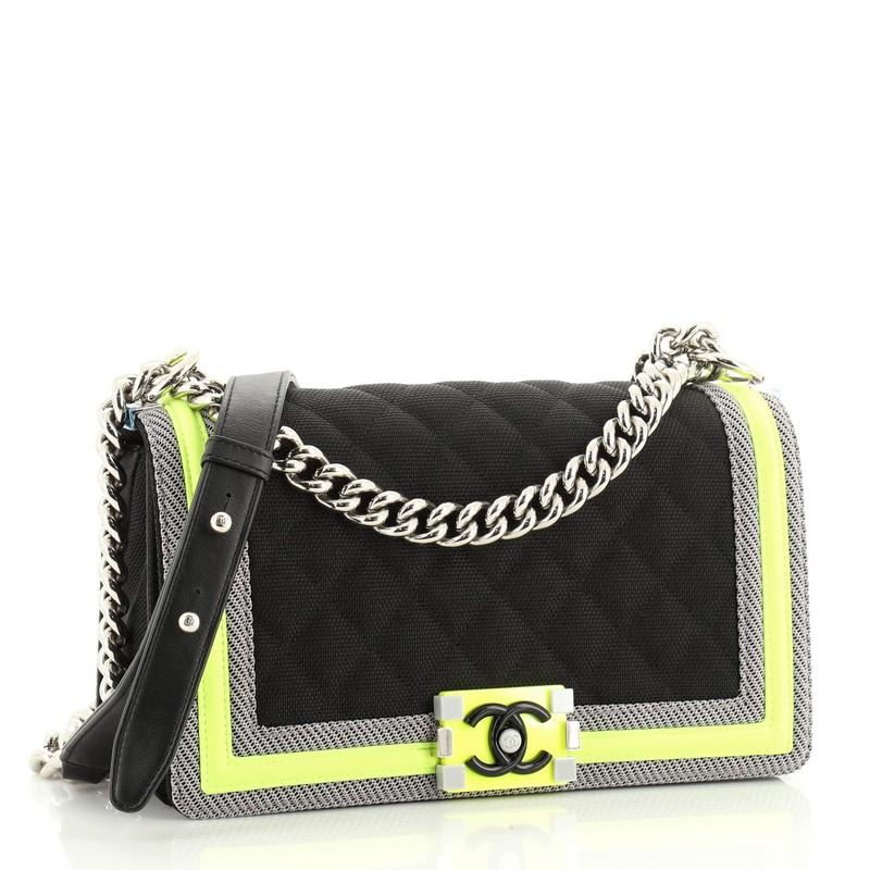 Black Chanel Fluo Boy Flap Bag Quilted Canvas Old Medium