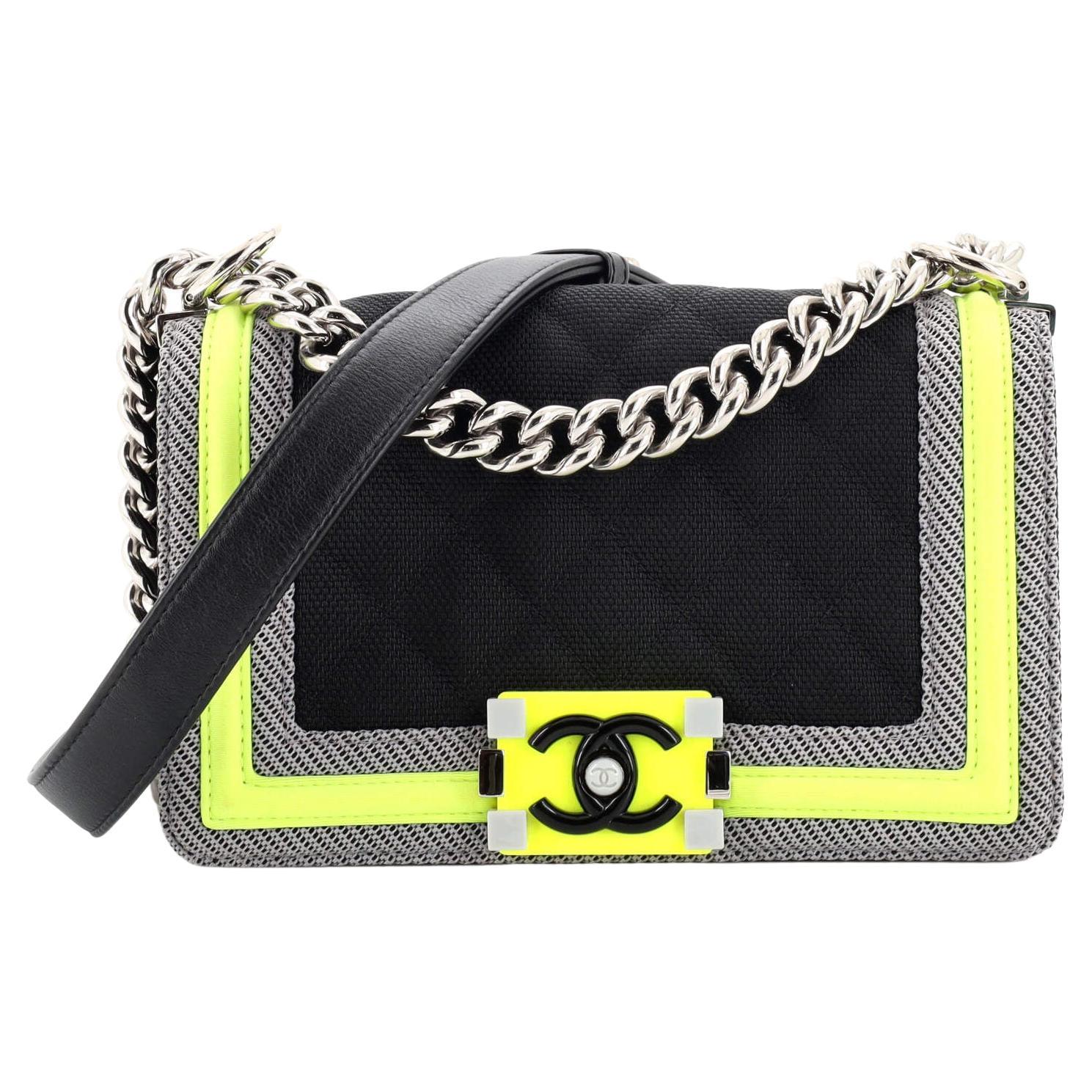 Chanel Fluo Boy Flap Bag Quilted Canvas Small For Sale at 1stDibs