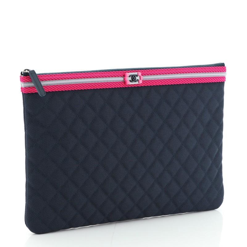 Black Chanel Fluo Boy O Case Clutch Quilted Canvas Large