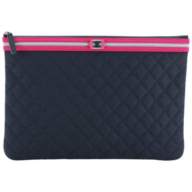 Chanel Fluo Boy O Case Clutch Quilted Canvas Large