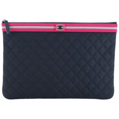 Chanel Fluo Boy O Case Clutch Quilted Canvas Large