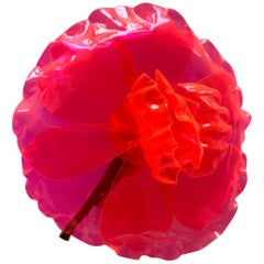 Chanel Fluorescent Pink Camellia Flower Brooch  